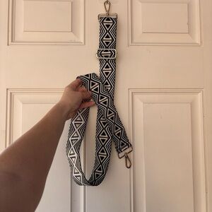 Geometric Black & White Adjustable Bag Strap 48 inches